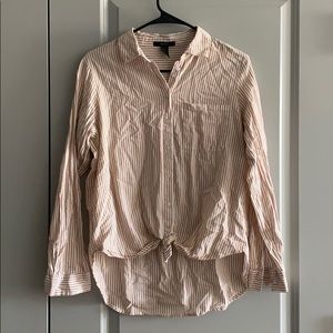 Forever 21 Orange and White stripe button up